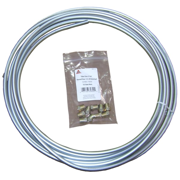 Ags Steel Brake/Fuel/Transmission Line Tubing Coil & Nut Kit, 5/16 x 25